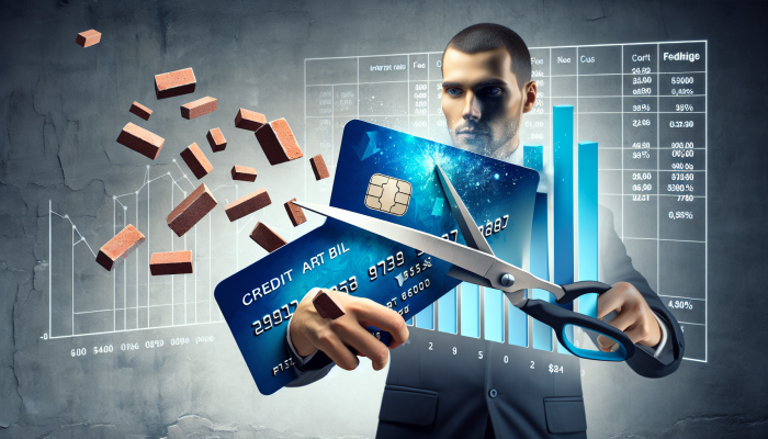 A person cutting a credit card bill, symbolising debt consolidation and financial savings.