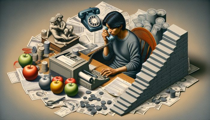 Alternatives to Debt Consolidation Loans in 2025: UK Solutions | DCL Person at desk negotiating with creditors, using phone and computer, with chart showing reduced interest rates and payments.