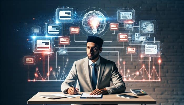 How Debt Consolidation Affects Your Family: Key Effects | DCL Professional at a desk with floating credit cards and bills merging into a loan document, graphs, and a lightbulb for debt consolidation clarity.