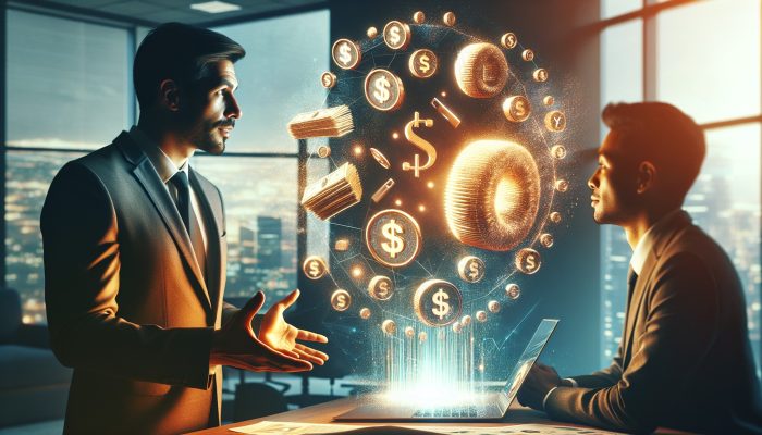 Consolidating Payday Loans: UK Rules: Key Strategies | DCL A financial advisor guides a relieved client through loan consolidation, with debt documents merging on a glowing screen in a warm-lit office.