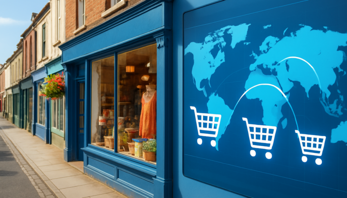 Vivid Bridport shop merging with WooCommerce e-commerce carts and global maps for UK business expansion.